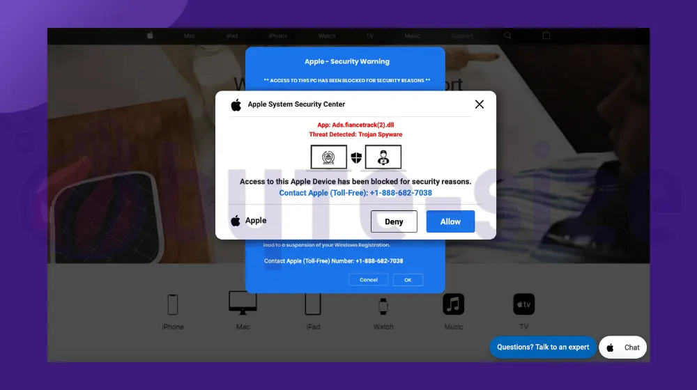 Apple System Security Center – Tech Support Scam