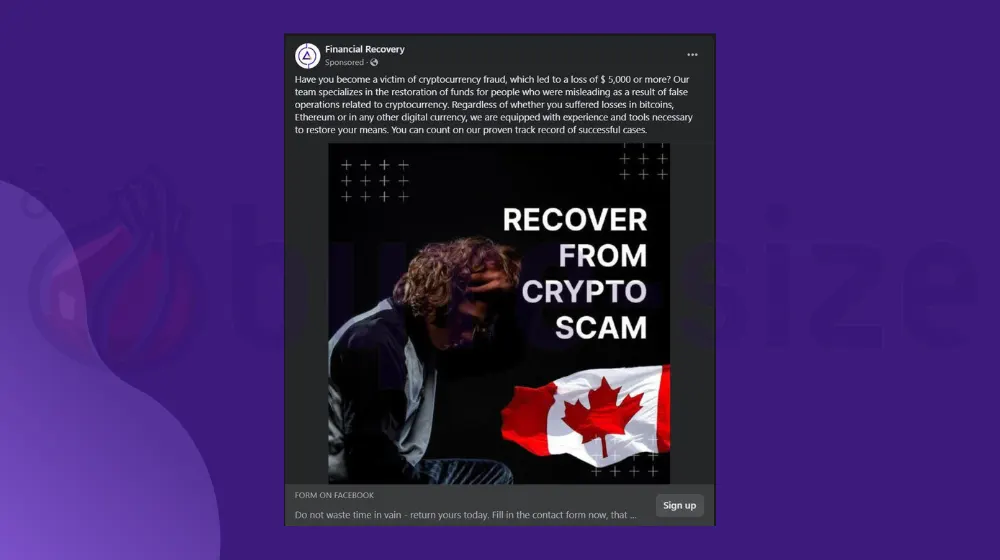 Financial Recovery Advertisement Scam (Fake Recover From Crypto Ads)