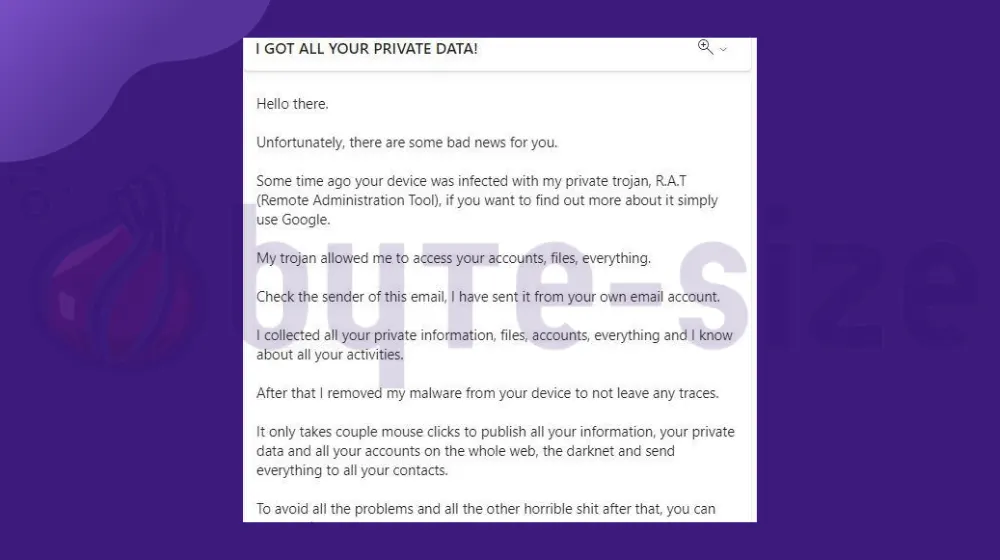I GOT ALL YOUR PRIVATE DATA! – Email Scam