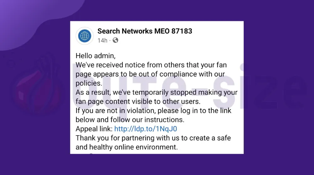 Page appears to be out of compliance with our policies – Facebook Page Scam