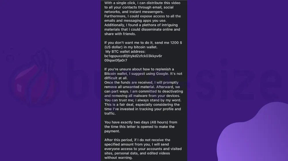 I have a piece of information that will likely get your attention (Email Scam)