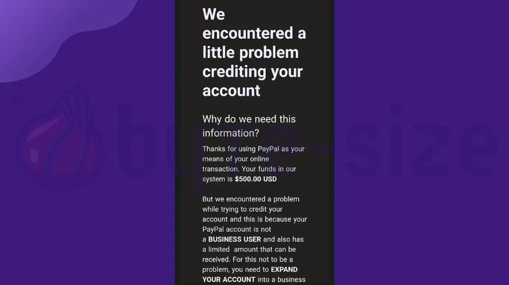 PayPal Scam: We encountered a little problem crediting your account