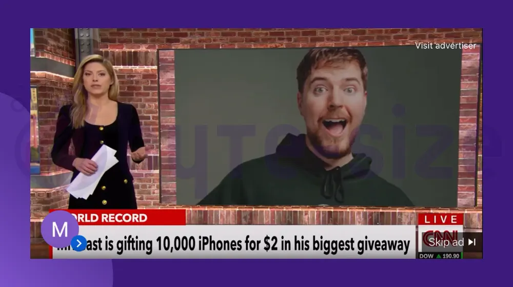 Fake Mr Beast gifting 10,000 iPhones Advertisement (YouTube & TikTok Scam)