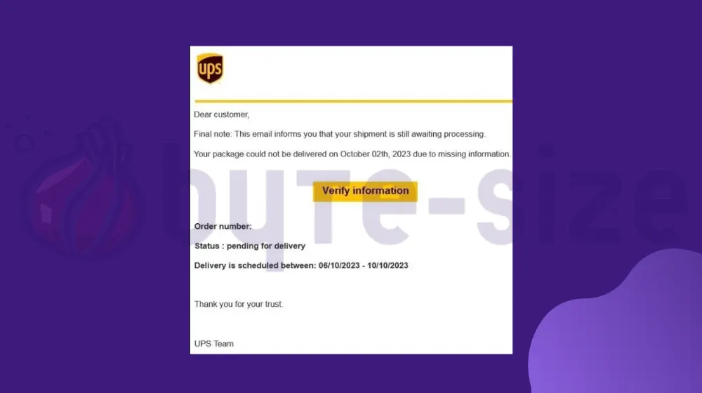 Final note: Your shipment is still awaiting processing (Phishing Email)