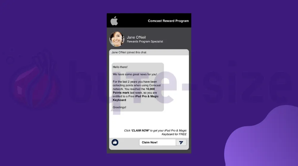 Apple Comcast Reward Program Scam