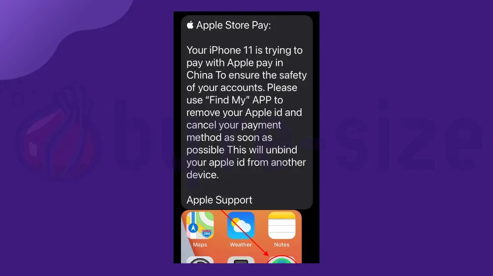 Your iPhone is trying to pay with Apple pay in China (Text Scam)
